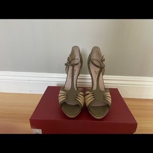 Salvadore farragamo olive and beige heels